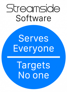 Logo with text Serves Everyone, Targets No one